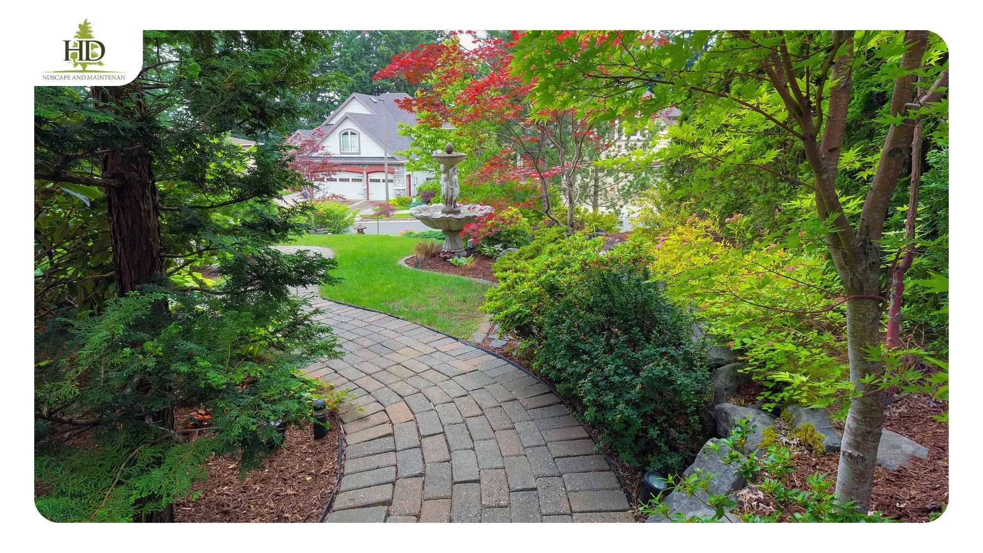 Front walkway and driveway apron meeting the public sidewalk at a Portland home, showing the right-of-way boundary